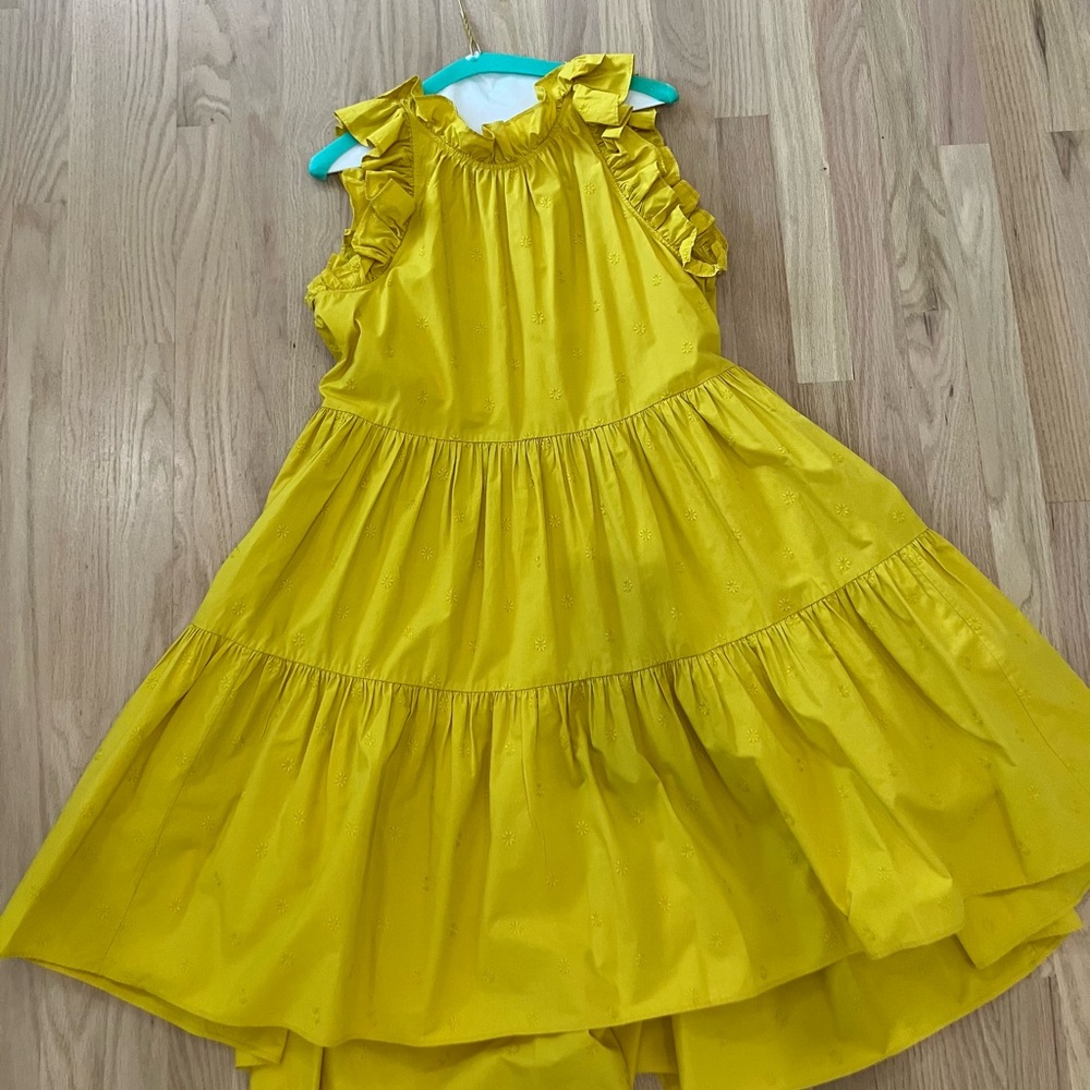 Ulla Johnson Tamsin ruffle trim chartreuse dress size 4
